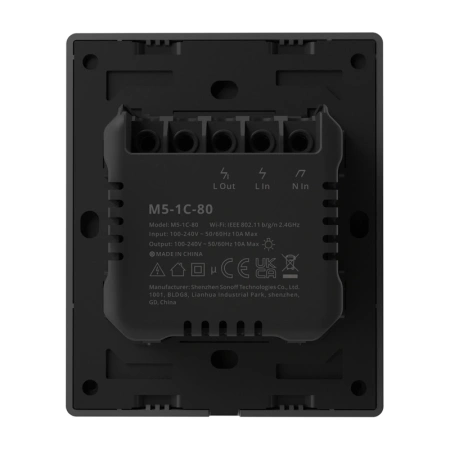 Inteligentny przełącznik ścienny WiFi SONOFF M5-1C-80 (1-kanałowy, do ramki, grafitowy)